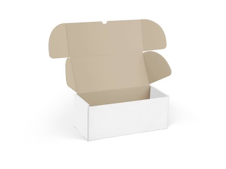 The isolated white packaging box for branding mockup front view 