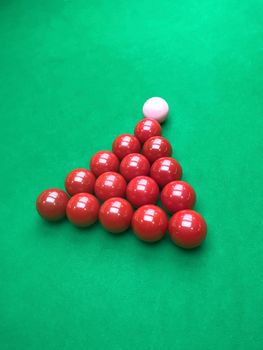 The traditional snooker ball and game table