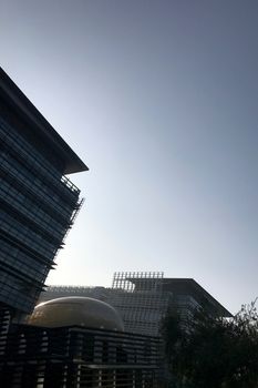 modern commercial office building and the blue sky