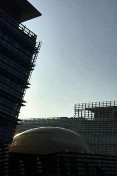 modern commercial office building and the blue sky