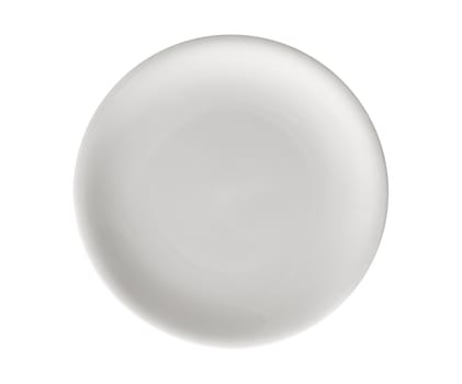 Isolated single circle white dish utensil on white background top view