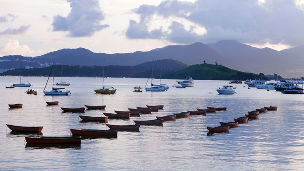 sailboat, recreational boat, motorboat on the sea