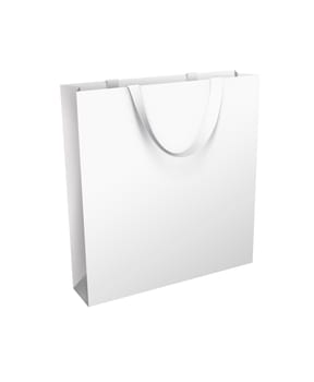 Isolated white shopping bag with the white handle