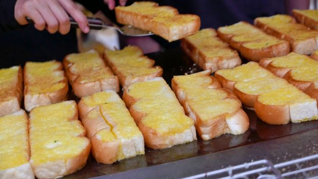 Barbeque outdoor butter garlic bread shop in Thailand