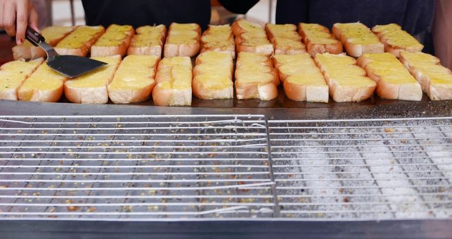 Barbeque outdoor butter garlic bread store in Thailand