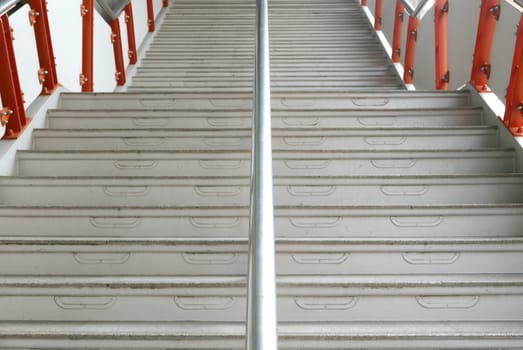 Horizontal up and down staircase in the station building 