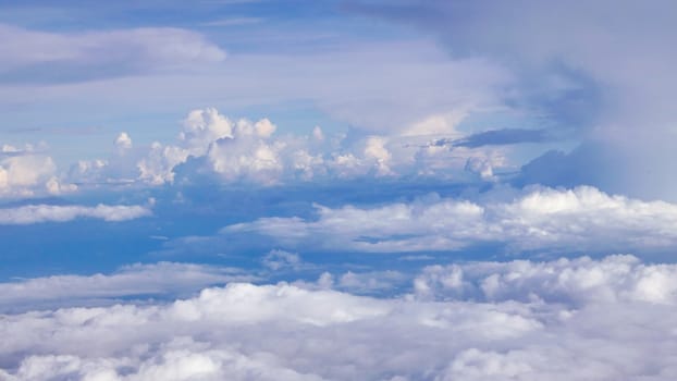 Blue sky cloudscape background from the aerial view