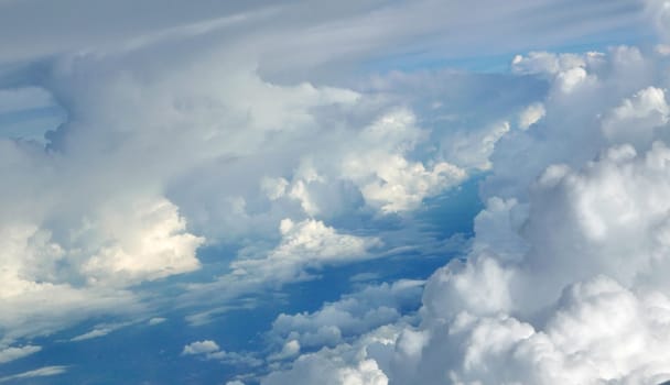 Blue sky cloudscape background from the aerial view