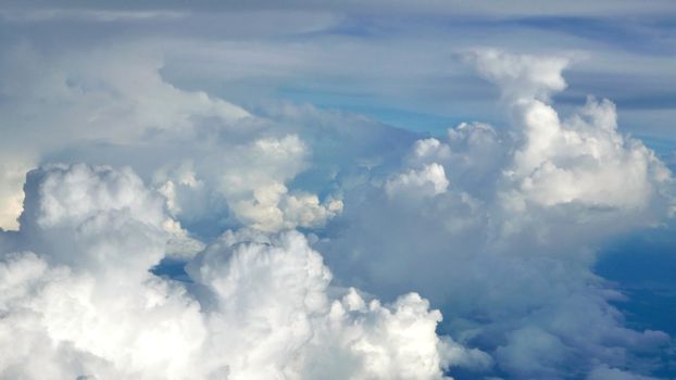 Blue sky cloudscape background from the aerial view