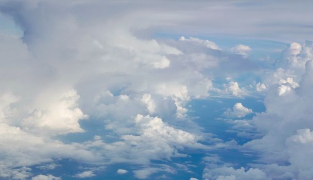 Blue sky cloudscape background from the aerial view