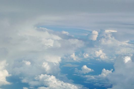 Blue sky cloudscape background from the aerial view