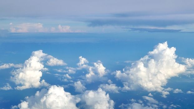 Blue sky cloudscape background from the aerial view