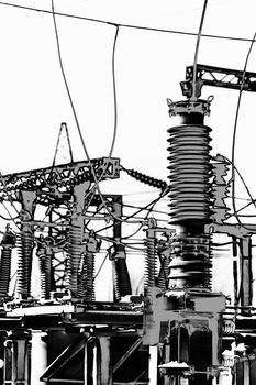 High voltage electric power. Structure power station