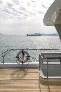 coastline, cloud and mountain from the white yacht