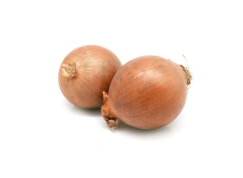 Brown Onions with shadow on white background