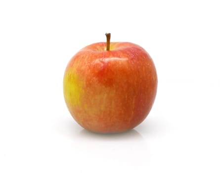 One red apple on white background