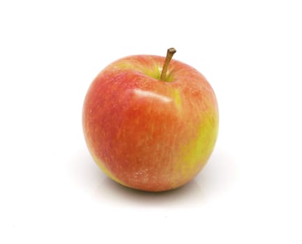 One red apple on white background