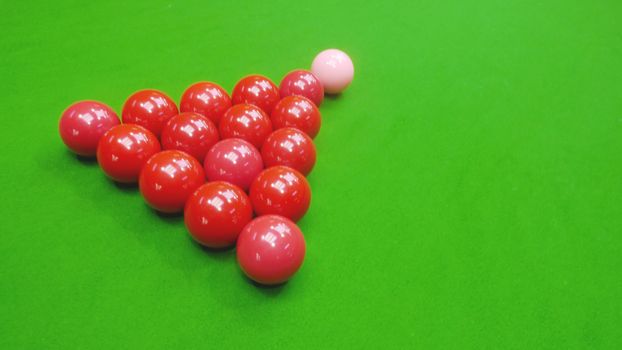 snooker balls and table in private room