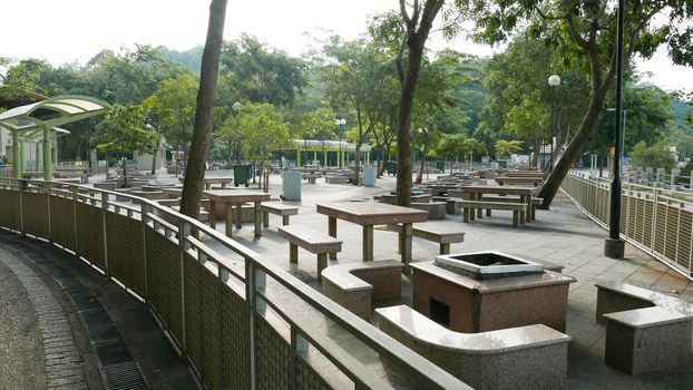 Outdoor barbecue BBQ place and pavilion with natural view