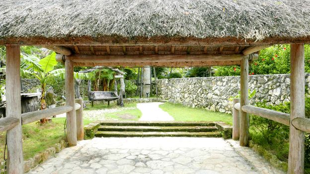 Outdoor pavilion staircase lane in the mountain