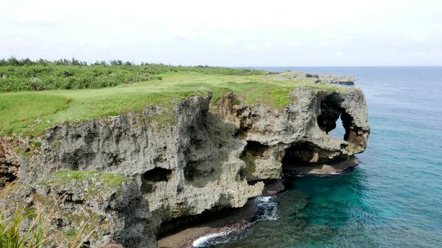 Japan Okinawa famous place and sea with coastline