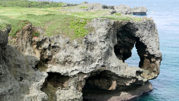 Japan Okinawa famous place and sea with coastline