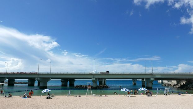 Japan Okinawa beach near the bridge