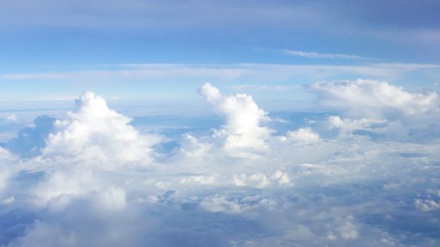 Blue sky cloudscape background from the aerial view