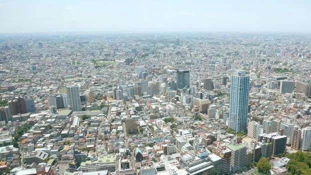 Japan Tokyo cityscape, commercial and residential building, road aerial view