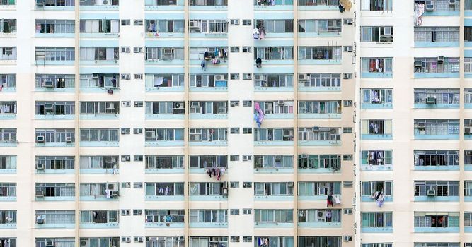 The old crowded housing apartment in Hong Kong residential estate