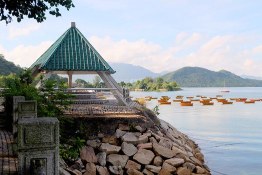 asia, boat, clouds, cloudscape, countryside, culture, daytime, fence, footpath, harbor, landscape, morning, nature, nautical, ocean, outdoor, peaceful, recreational, reflection, road, rural, sea, seascape, ship, sunny, tourism, transportation, travel, water, wood, wooden