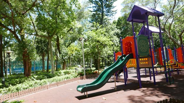 Colorful playground in sunny day