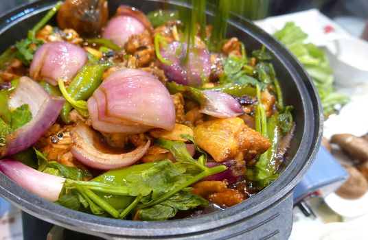 Chicken hotpot closeup