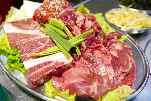 Korean barbecue meal set - raw beef