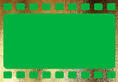 The horizontal blank tranitional retro film frame template background with green screen for video production