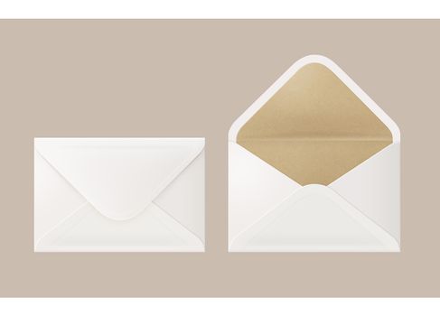 The isolated white and brown blank envelope by environmental materials for postage mail