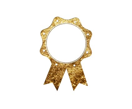 The isolated luxury golden glitter badge flat icon on white background