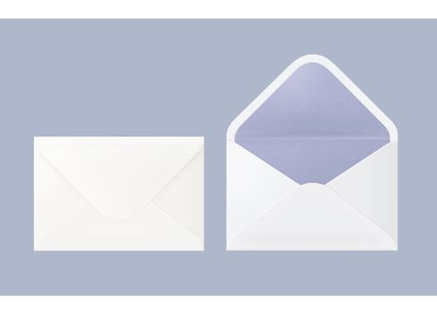The isolated white and blue blank envelope by environmental materials for postage mail