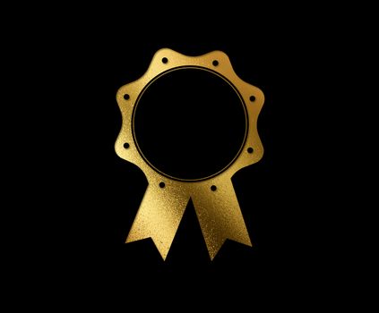 The isolated luxury golden glitter badge flat icon on black background