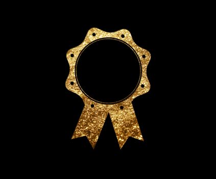 The isolated luxury golden glitter badge flat icon on black background