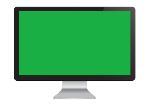 Isolated LED Cinema Display computer monitor mockup with green screen 
