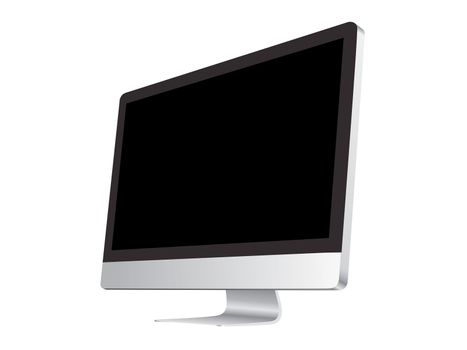 Isolated computer black screen on the white background mockup