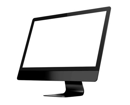 Isolated dark grey professional computer on white background side view