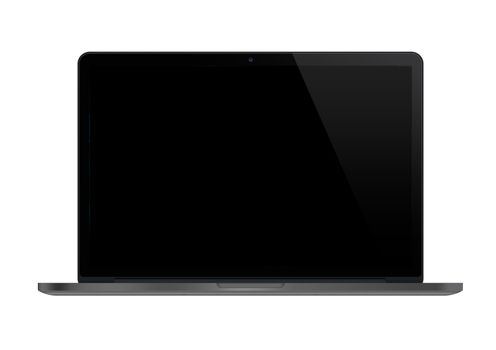 Isolated grey laptop computer mockup on white the background