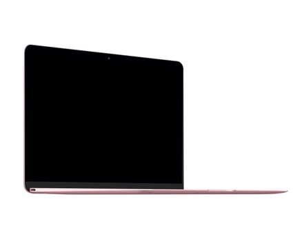 Isolated rose gold laptop computer mockup on white background