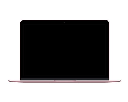 Isolated rose gold laptop computer on white background