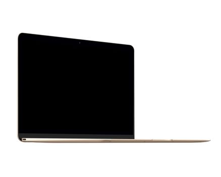 Isolated gold laptop computer mockup on white background