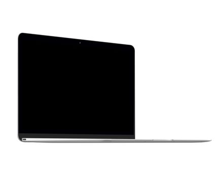 Isolated silver laptop computer mockup on white background