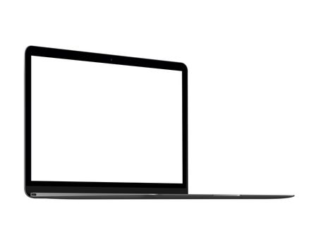 Isolated gray laptop computer mockup on white background