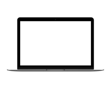 The isolated space gray laptop computer mockup on white background